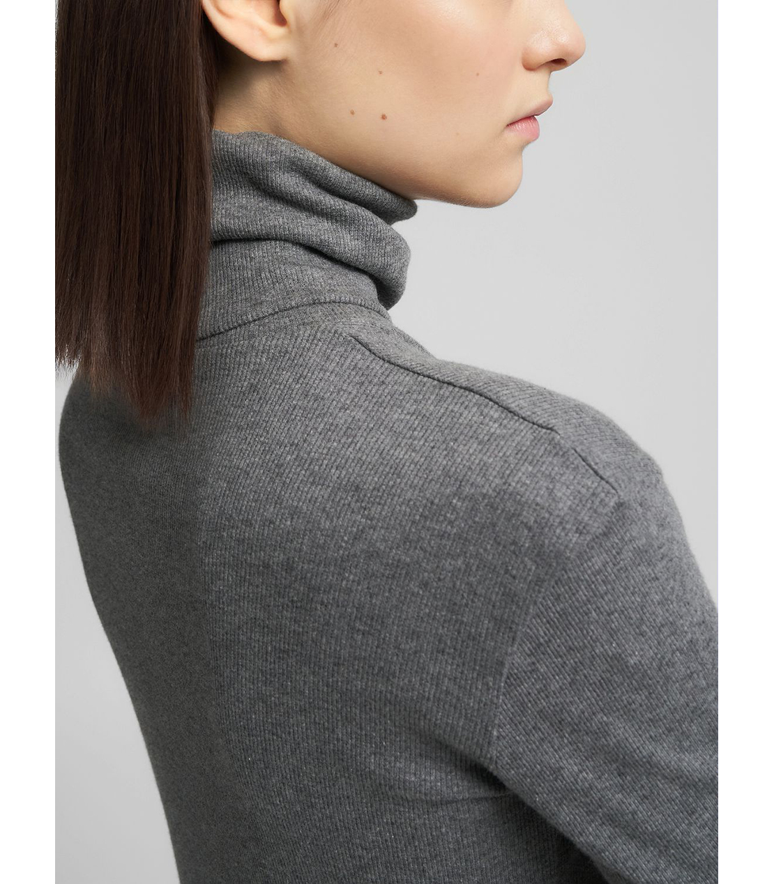 スリムフィット・ハイネックロングTシャツ 詳細画像 ダークグレーメランジ 7